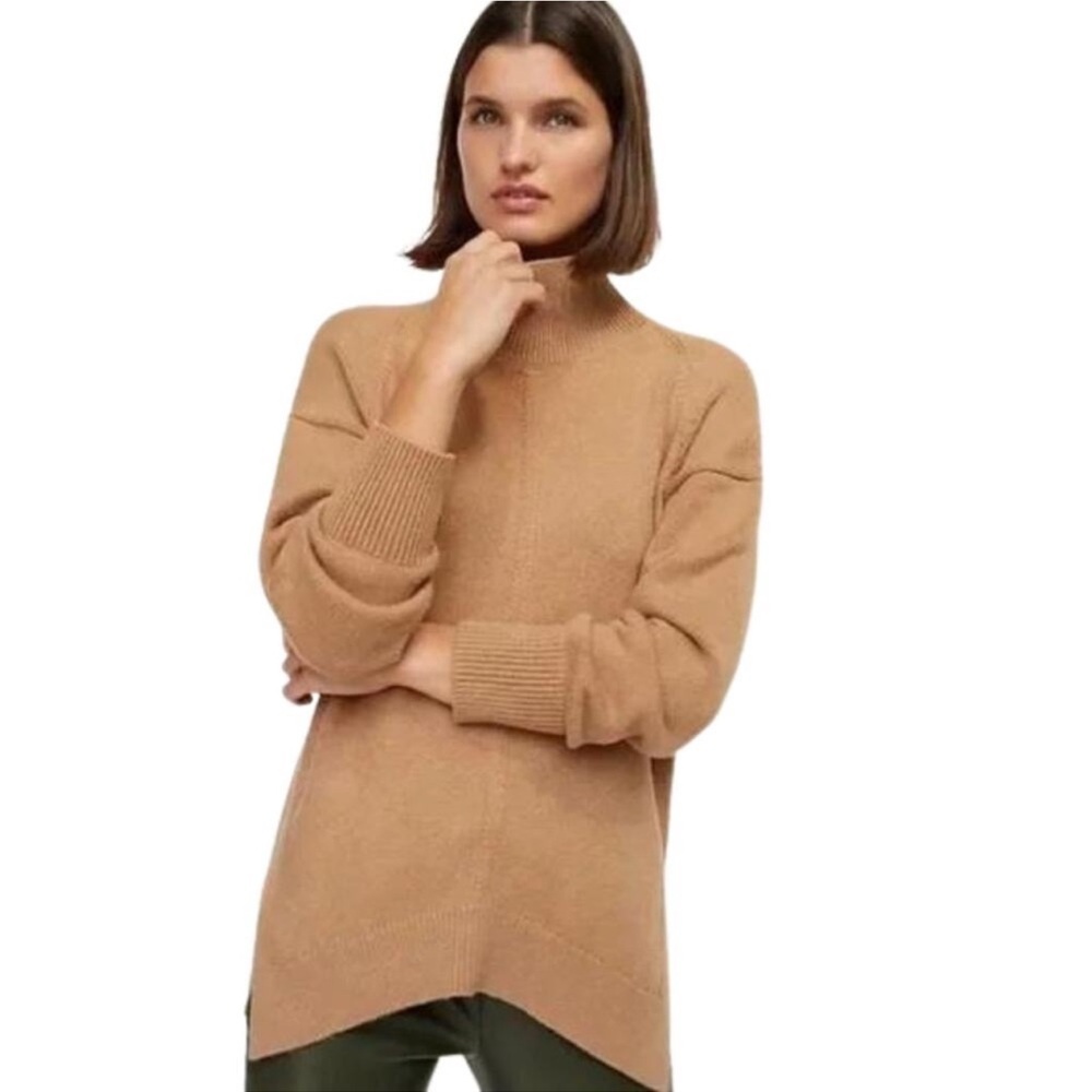 Maeve by Anthropologie Crystal Mock Neck Tan Sweater